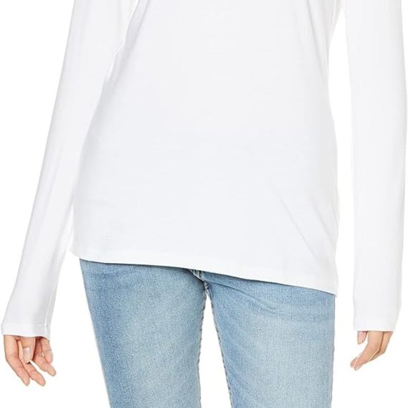 Amazon Essentials Women's White Classic-Fit Long-Sleeve Crewneck T-Shirt Large - Picture 2 of 7